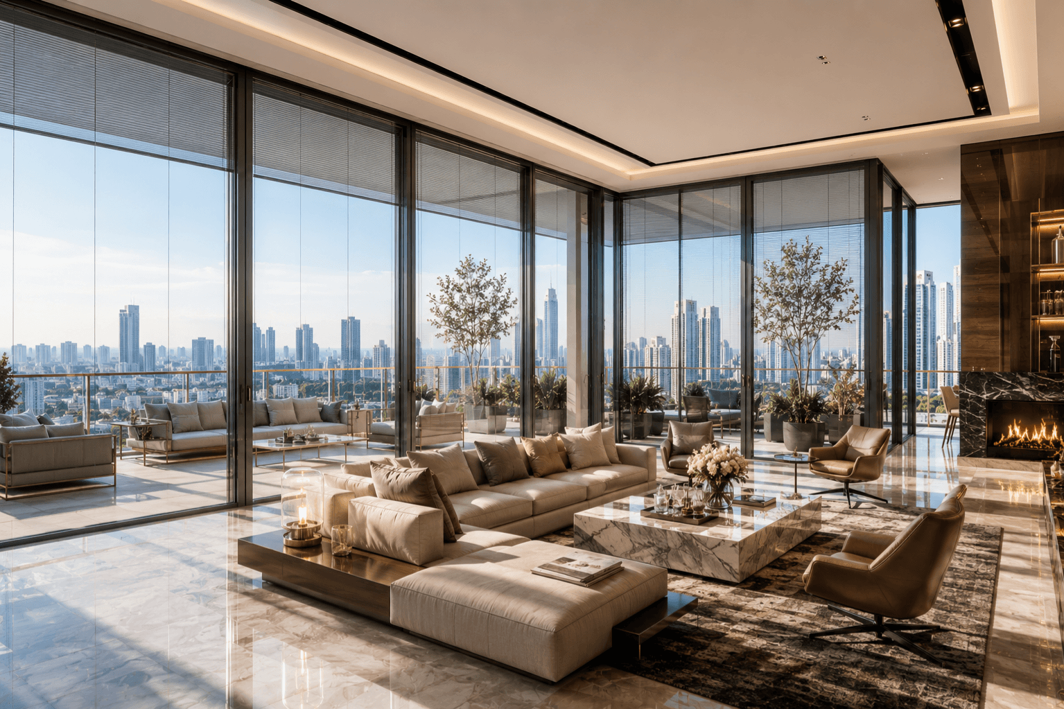 Rèm Nhôm Kính Đơn Tòa Căn Hộ Penthouse